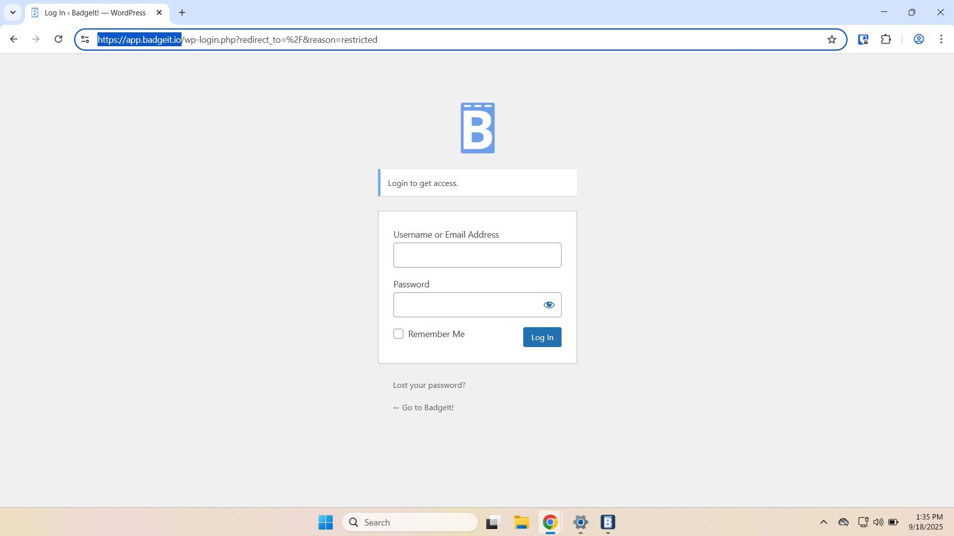 Badgernet Sign In 1 - BadgeIt Kiosk/Help Desk Setup - BadgeIt!